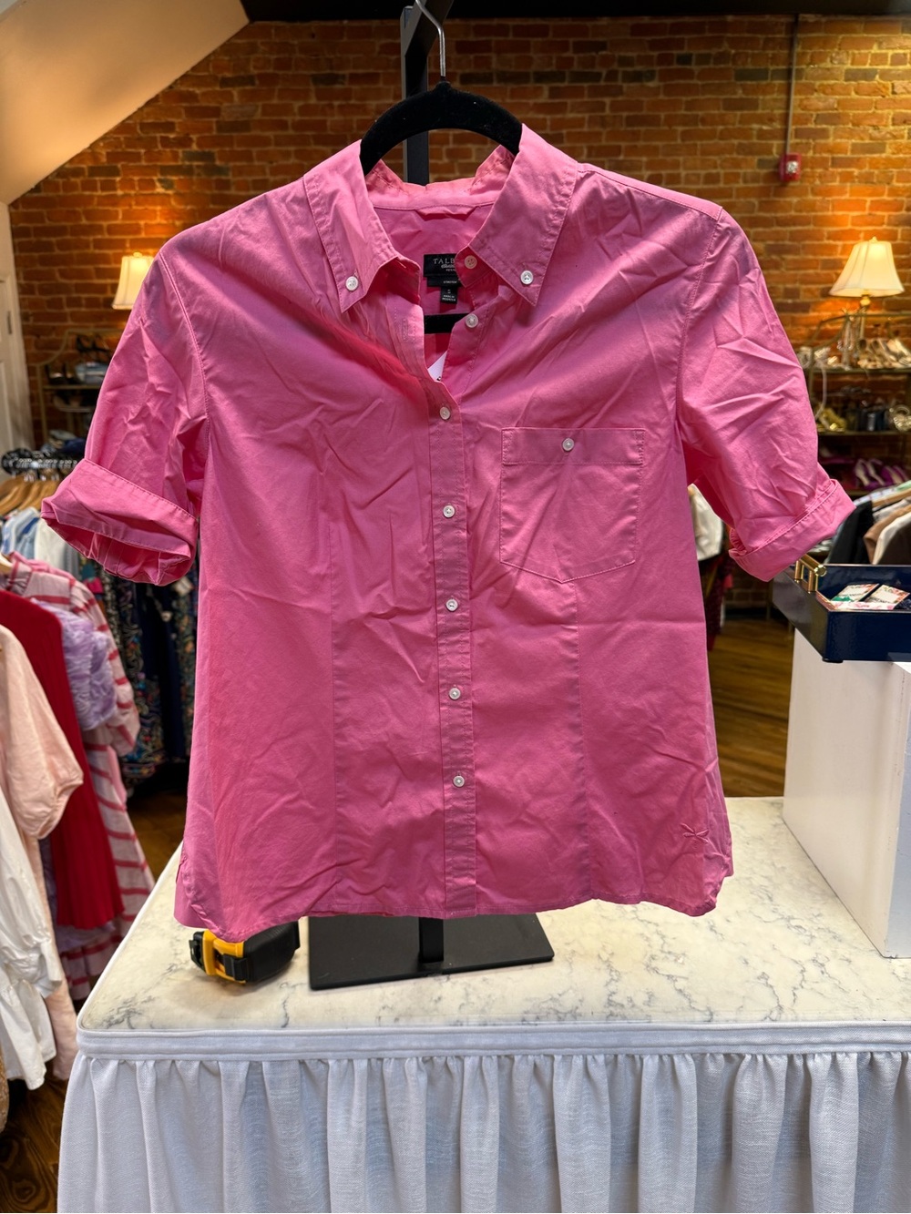 Talbots Bright Pink Short-Sleeve Button-Down Shirt
